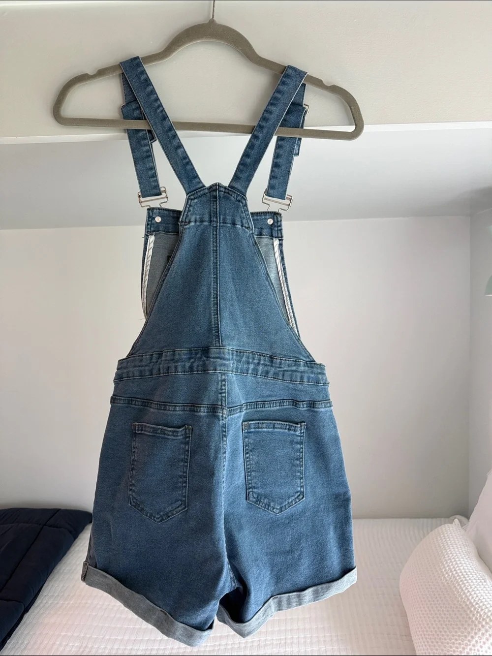 SHEIN Blue Denim Short Overalls